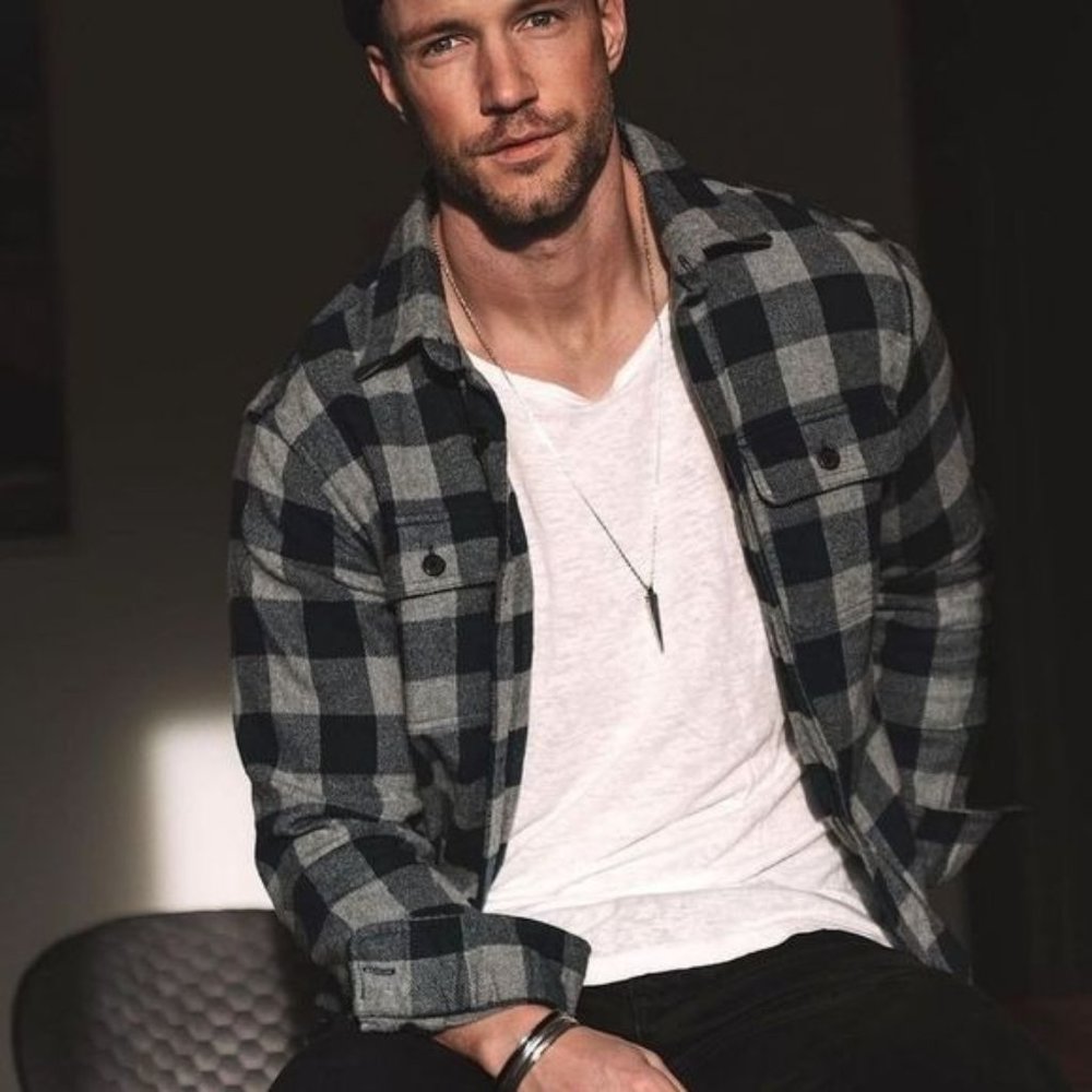 NWT  $129 Jachs Cabin Men's Charcoal Plaid Button Up Sherpa Shirt Jacket Large